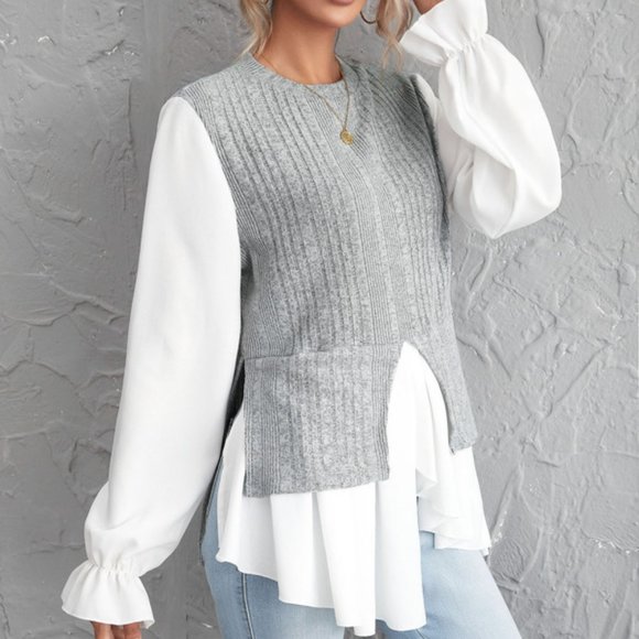 Minimalist Chic Flounce Sleeve Blouse - Picture 2 of 5